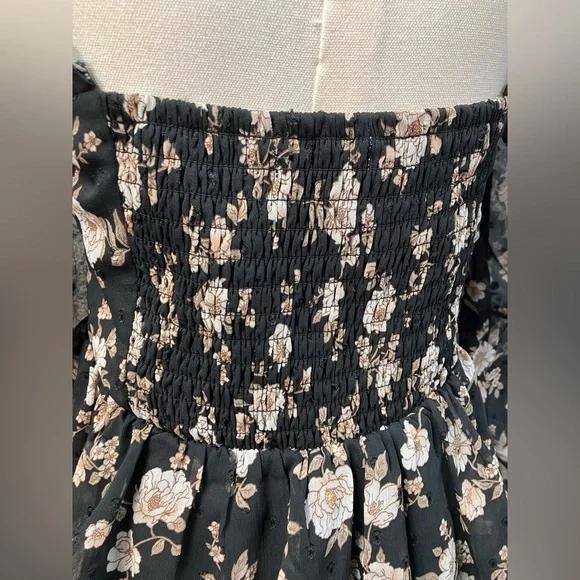 Altar’d State Long Sleeve‎ Floral Mini Dress Black New Girls Large Boho Flowy - Picture 7 of 9